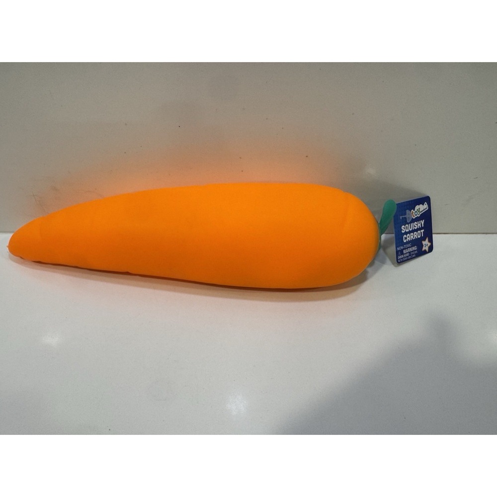 Squeezy Giant Carrot Squishy Toy Squeezy Squeeze Toy Bright Orange & Green NWT